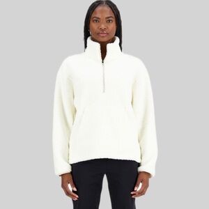 NWT New Balance Achiever Sherpa Pullover Half Zip - Sea‎ Salt - Small